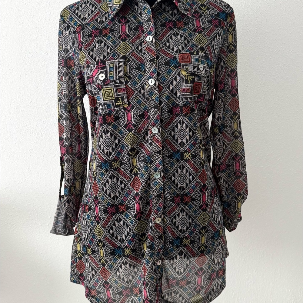 Multicolor Geometric Pattern Women's Shirt